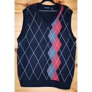 Chereskin Mens Size XXL Sweater Vest Dusty Red Gray Black Argyle 100% Acrylic